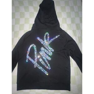 Black Sequin PINK Victoria secret Hoodie sz large